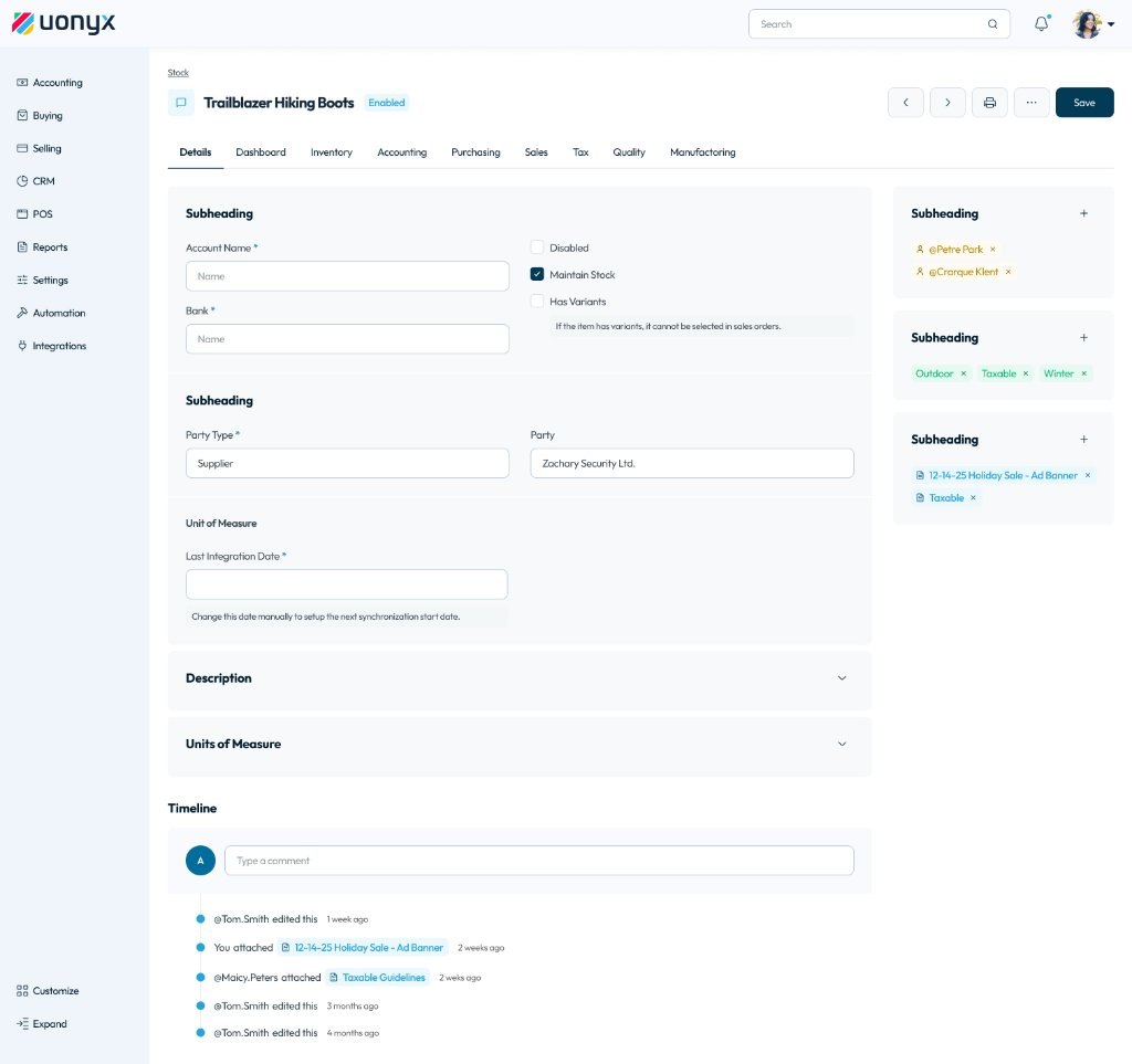 uonyx dashboard interface